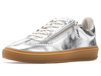 Johnston & Murphy Ashley Side-zip Lace-up Womens Shoes Silver Metallic : 8.5 M, Leather/Suede