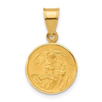 Diamond2Deal 14k Yellow Gold Polished and Satin Solid St. Michael Medal