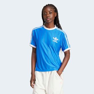 adidas T-Shirt ADIDAS ORIGINALS ADICOLOR 3-STREIFEN PINSTRIPE, Damen, Gr. XXL, blau, Obermaterial: 100% Polyester, Shirts T-Shirt