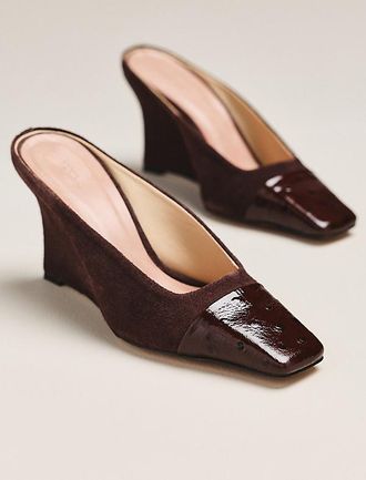 Maeve Leather Toe Cap Wedge Mules