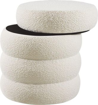 TecTake Taburete tapizado, redondo con almacenaje 42 x 42 x 47 cm crema