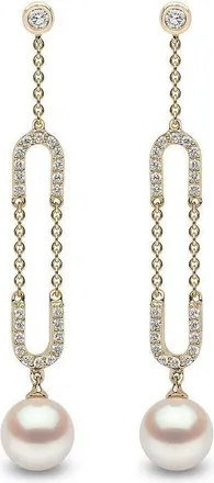 Yoko London 18kt yellow gold Trend freshwater pearl and diamond earrings - women - Diamond/18kt Yellow Gold/Freshwater Pearl - OS