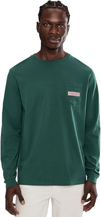 Vineyard Vines Classic Logo Box Long Sleeve T-Shirts Mens T Shirt Charleston Green : 2XL, Cotton