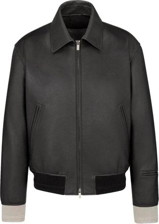 Dior Zwarte Leren Jas Ribboorden Rits - Heren - Leren en Su&egrave;de Jassen - Zwart - L - Leer - Jassen