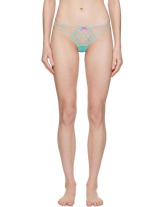 Fleur du Mal Dotty Grid Cheeky Panties In Bright Jade