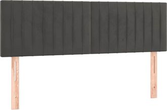 vidaXL Cabecero Con Led De Terciopelo Gris Oscuro 144x5x78/88 Cm Vidaxl