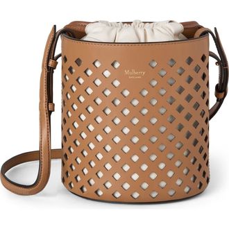 Mulberry Diamond Perforated Leather Bucket Bag in Toffee at Nordstrom