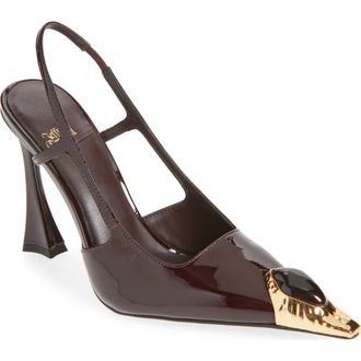 Jeffrey Campbell Sorcerer Pointed Toe Slingback Pump in Wine Patent Gold Brown at Nordstrom, Size 7.5
