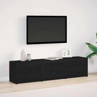 vidaXL vidaXL Mobile TV con LED con strisce LED Rovere Nero 165 x 34 x 40 cm