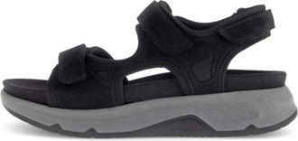 Gabor 66.889.47 Flat Sandalen - Dames - Sleehakken - Zwart - 37 EU - Leer - Schoenen