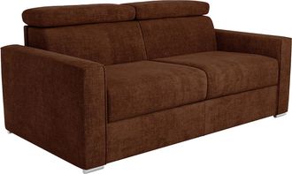 Vente-Unique Divano Letto 4 Posti Express In Tessuto Terracotta Rete A Doghe Larghe 160 Cm Materasso 22 Cm Memory Foam - Vizir