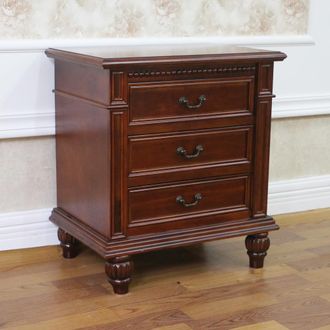 International Caravan Inc Windsor Hand Carved Wood 3-drawer Lamp Table
