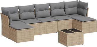 vidaXL Vidaxl - Juego De Sof&aacute;s De Jard&iacute;n Con Cojines Beige 8 Pzas Rat&aacute;n Pe