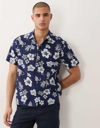 Polo Ralph Lauren Camicia blu e bianca con stampa a fiori-Bianco