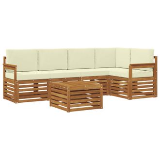 vidaXL Conjunto De Sof&aacute; Seccional Con Coj&iacute;n 6 Pcs Natural Y Crema Vidaxl