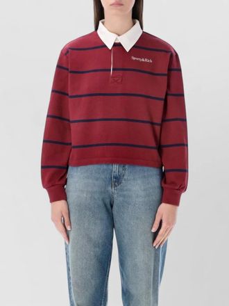 Sporty & Rich cotton color-block long-sleeve rugby polo shirt