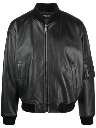 Dolce & Gabbana Leren bomberjack - Zwart