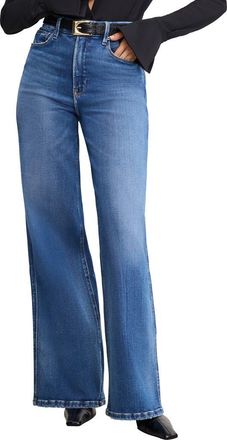 Good American Soft-Tech Good Skate High Waist Wide Leg Jeans in Indigo891 at Nordstrom, Size 18