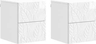 vidaXL Mesita De Noche De Pared 2 Uds. Blanco Brillante Vidaxl
