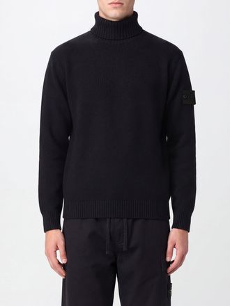 Stone Island Maglia dolcevita in cotone con patch logo Compass sulla manica