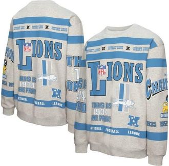 Mitchell & Ness Mens Mitchell & Ness Heather Gray Detroit Lions All Over Print Vintage Fleece Crewneck Sweatshirt at Nordstrom, Size Xxx-Large