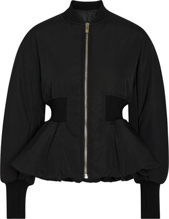 Alaia Padded Peplum-hem Woven Bomber Jacket - Black - 38 (UK10 / S)