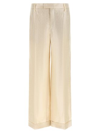 Brunello Cucinelli Gold Linen Casual Womens Pants