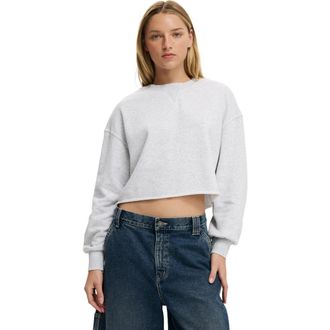 Cotton On Womens Cropped Fleece Sweatshirt in Soft Grey Marle at Nordstrom, Size Xx-Small