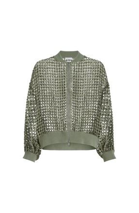 Brunello Cucinelli Dazzling Net Embroidery cardigan in Green at Nordstrom, Size 3X-Large Eu