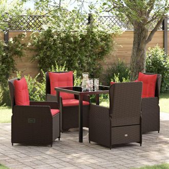 vidaXL Conjunto De Comedor De Jard&iacute;n 5 Pcs Marr&oacute;n Polirat&aacute;n Vidaxl