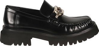 Ferragamo Womens Gancini-buckle Black Leather Loafers - Size EU 40