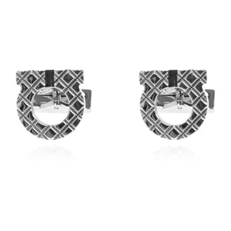 Ferragamo Cufflinks & Tie Clips, male, Gray, Size: ONE SIZE Gancini Cufflinks