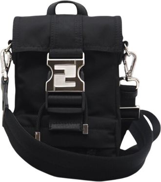 Fendi Black Nylon Leather Sling Bag (Pre-Owned)