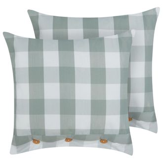 Beliani Beliani - Conjunto De 2 Cojines De Algod&oacute;n A Cuadros Estilo Cottage Verde Menta 45 X 45 Cm Tamnine