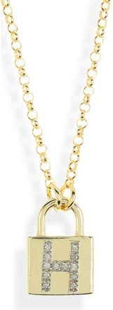 Meshmerise Diamond Padlock Initial Pendant Necklace - 0.12ct. in Yellow-H at Nordstrom Rack