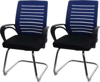 Hhg Nunca Usado] Lote De 2 Sillones De Conferencia Hhg 531, Silla De Visita Basculante, 150 Kg De Capacidad De Carga Tela/textil, Azul