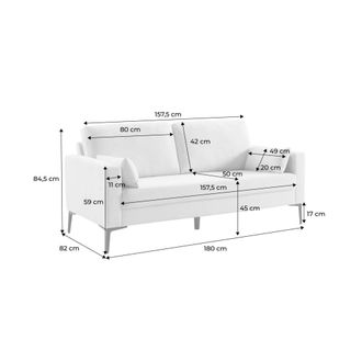 Sweeek Sof&aacute; de pana con patas de metal, 3 plazas, kaki oscuro