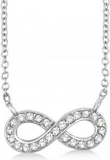 Allurez Pave-Set Diamond Infinity Pendant Necklace 14K White Gold (0.20ct)