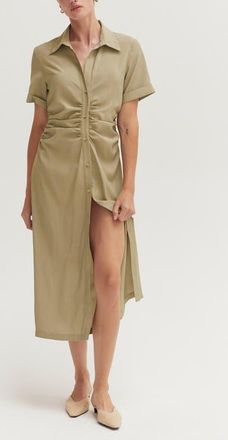 Crescent Button Up Shirt Dress in Taupe at Nordstrom, Size Small