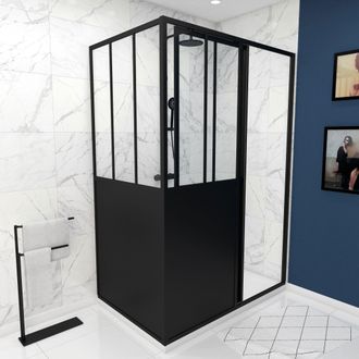 Aurlane Pack Completo Mampara Con Puerta Corredera De 120cm + Panel Lateral + Plato De Ducha Blanco