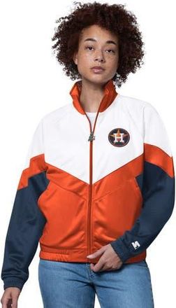 Starter Womens Starter White/Orange Houston Astros Teamwork Raglan Full-Zip Track Jacket at Nordstrom, Size X-Large