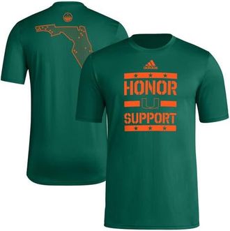 adidas Mens adidas Green Miami Hurricanes Honor & Support Pre-Game T-Shirt at Nordstrom, Size X-Large