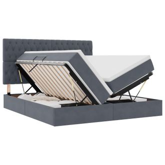 vidaXL Cama De Almacenamiento Led Con Colch&oacute;n Gris Oscuro 180 X 200 Cm Vidaxl