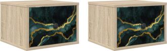 vidaXL Mesita De Noche De Pared Wijhe 2 Uds. Roble Sonoma Vidaxl