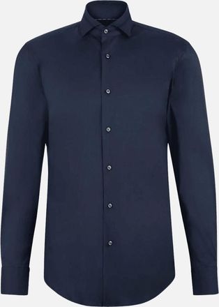 HUGO BOSS Mens P-Hank-Spread Slim Fit Navy Shirt - Size: 40/Regular