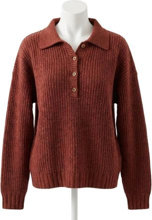Faherty Womens Miramar Linen Polo Top In Smoke Paprika