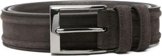 Canali Bruin Su&egrave;de Rechthoekige Gesp Riem - Heren - Riemen - Bruin - 115 CM - Su&egrave;de - Accessoires