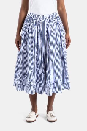 Comme Des Gar&ccedil;ons Womens Blue Striped Midi Skirt White