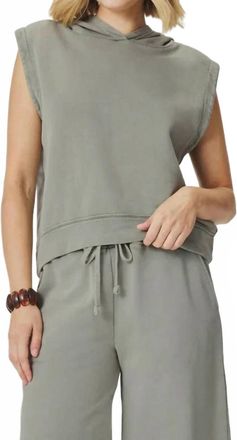 Splendid Greta Sleeveless Hoodie In Eucalyptus