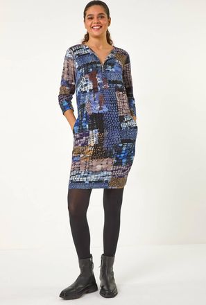 Roman Pebble Spot Zip Detail Midi Dress